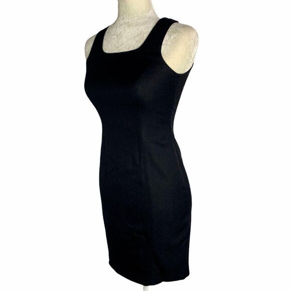 Vintage Linen Blend Sheath Dress Black Sleeveless - Picture 3 of 6